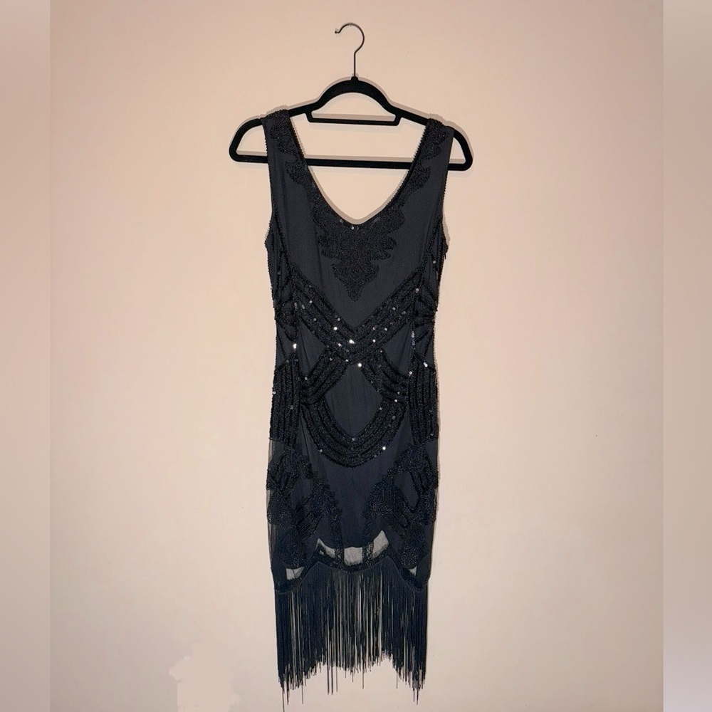 1920s Flapper Dress with Sequins and Fringe